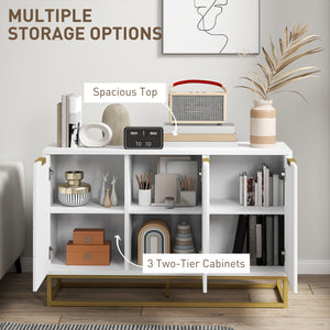 Buffet de rangement avec 3 portes et étagères réglables, blanc