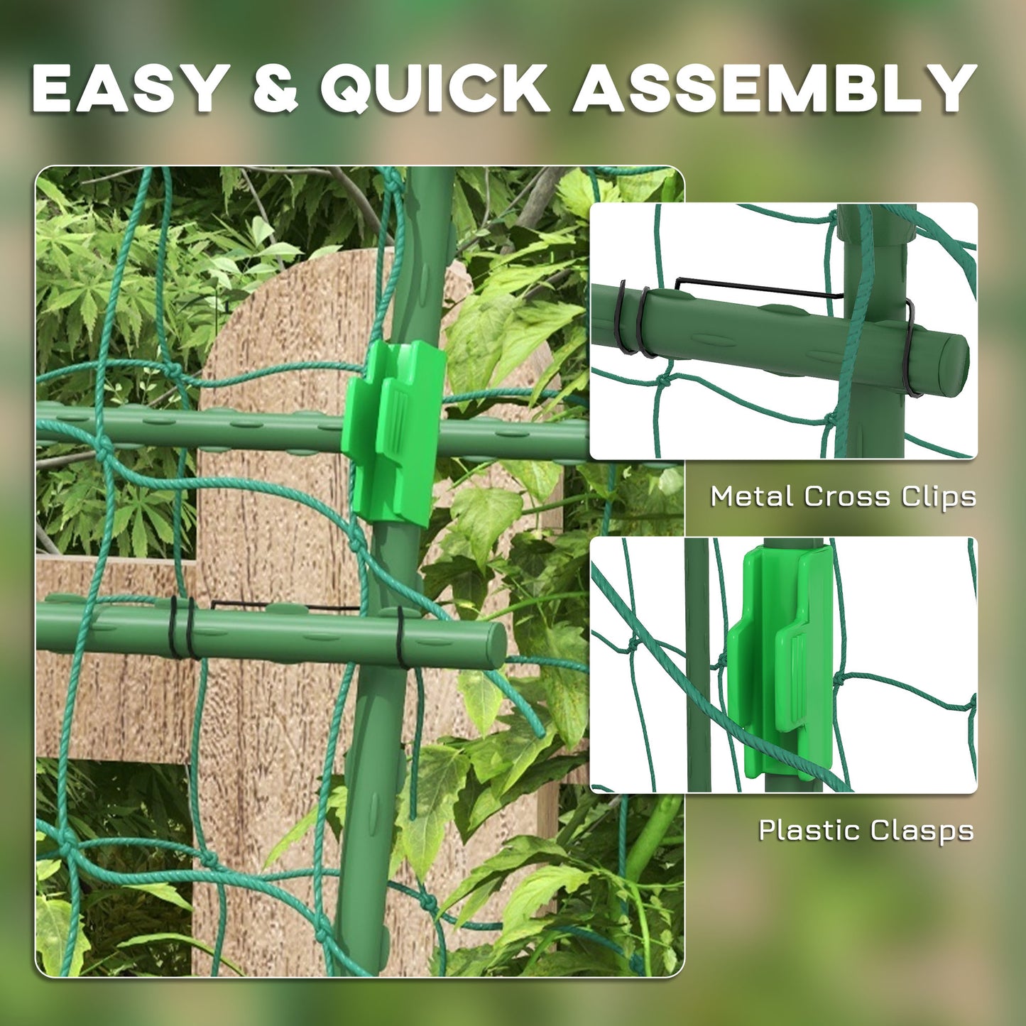 Arched Garden Trellis with Climbing Net for Climbing Plants 57" x 66" x 81"