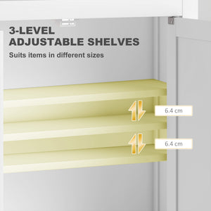 Meuble de salle de bain mural moderne avec 2 portes et 2 étagères réglables, blanc