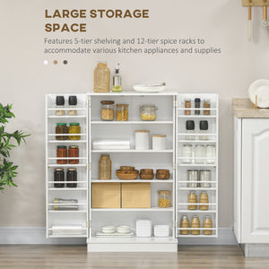 Armoire de rangement avec étagères réglables et rangement à épices, blanc