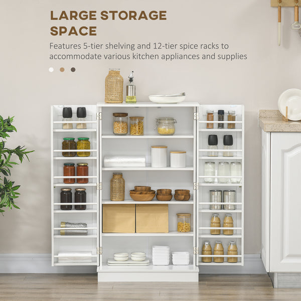 Armoire de rangement avec étagères réglables et rangement à épices, blanc