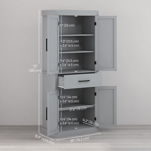Garde-manger de style campagnard avec 4 portes de grange, gris