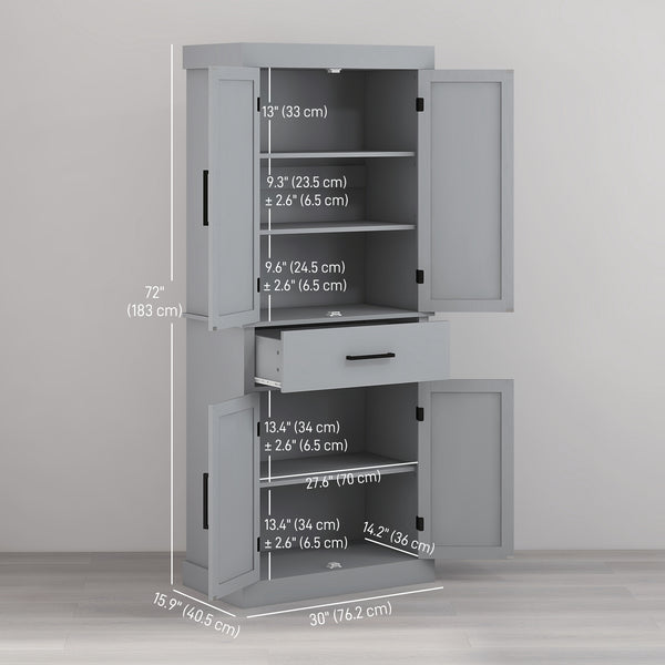 Garde-manger de style campagnard avec 4 portes de grange, gris