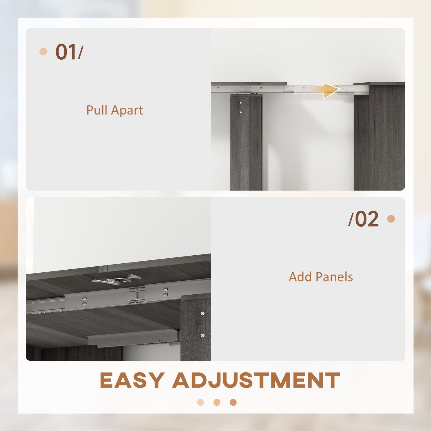 Table pliante et extensible, table de cuisine pour petits espaces, jusqu'à 6 personnes, gris