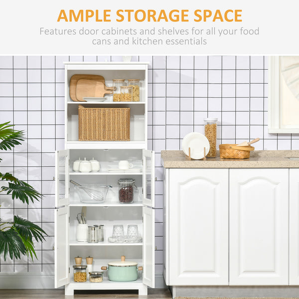 Garde-manger 4 portes avec étagère réglable, blanc