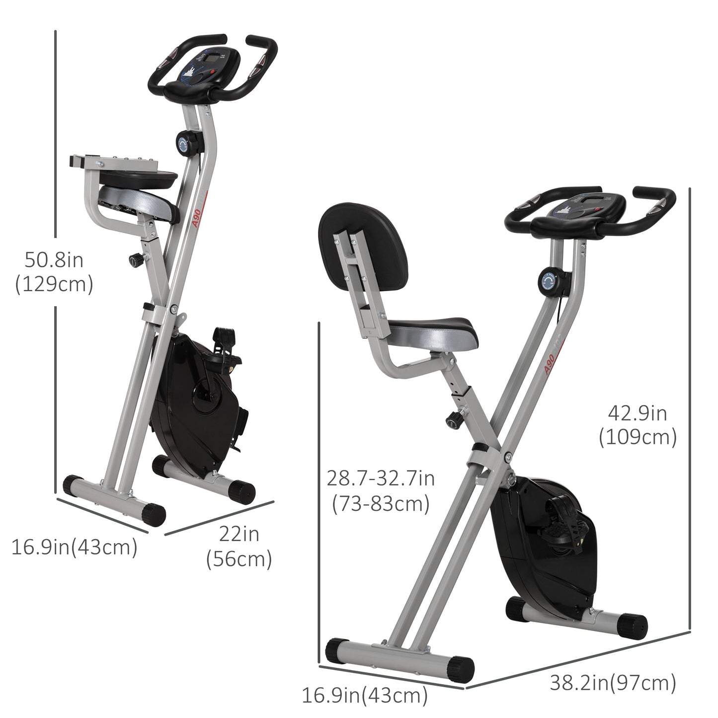 Vélo d'appartement pliable avec 8 niveaux de résistance magnétique, pour entraînement cardio, noir