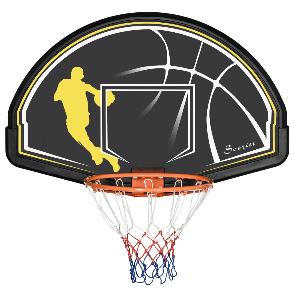 Panier de basketball mural extérieur avec anneau métallique et planche résistante, idéal pour tous les âges
