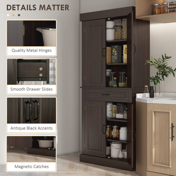 Garde-manger avec 4 portes et 2 armoires, café vieilli