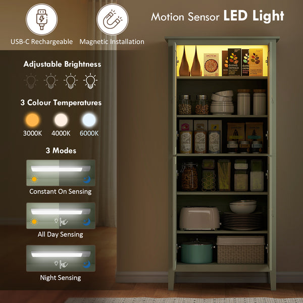 Storage unit with motion sensor and LED lighting, green