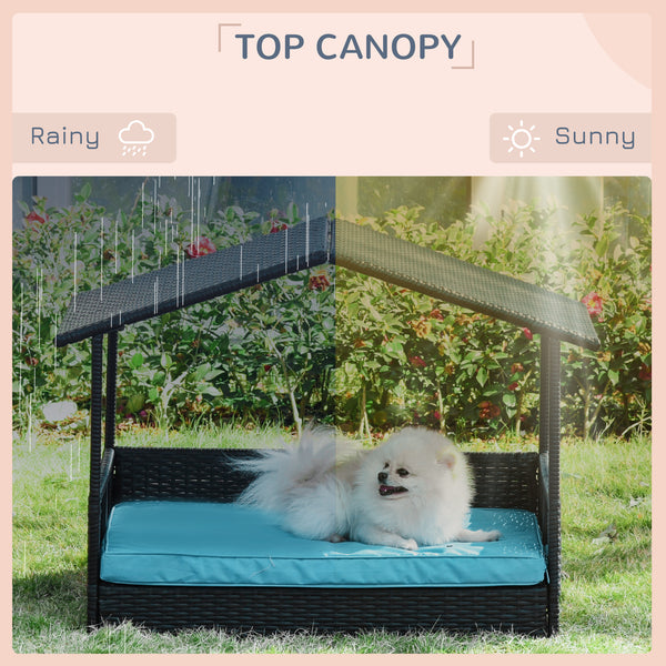 Lit pour chien en osier avec coussin pour intérieur/extérieur
