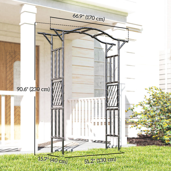 Arche de jardin Outsunny avec treillis et toit allongé, noire