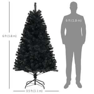 Sapins de Noël artificiels noir de 6 pieds avec ouverture automatique et base en acier