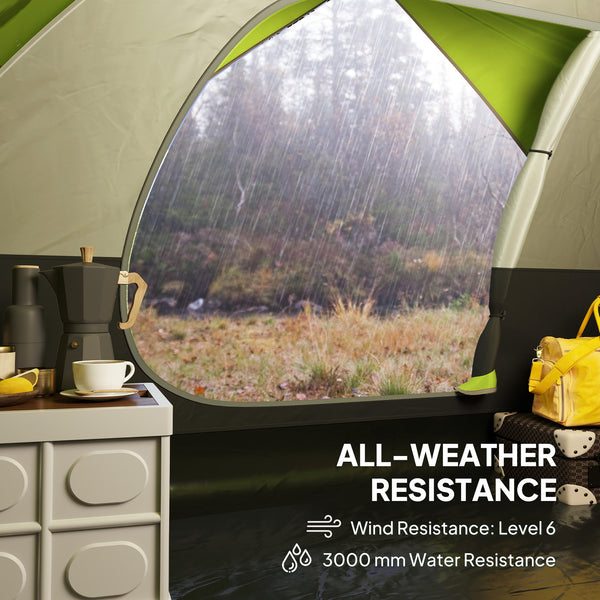 Tente de camping imperméable avec fenêtre en filet, poches de rangement et crochet