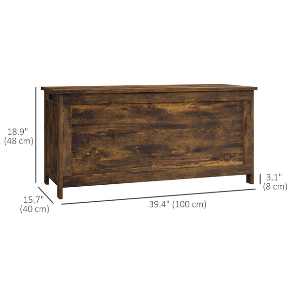Coffre de rangement avec 2 charnières de sécurité, marron rustique