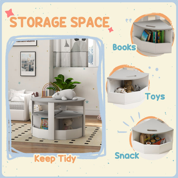 Ensemble table et chaises pour enfants 5 pièces avec rangement, gris
