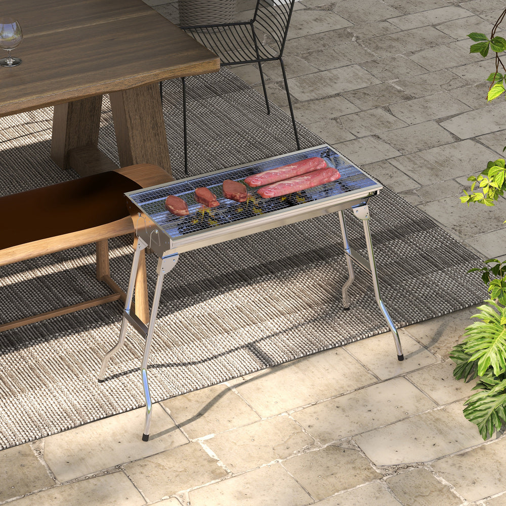 Barbecue à charbon de bois en acier inoxydable