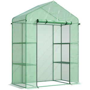 Miniature 3-tier greenhouse with 4 shelves