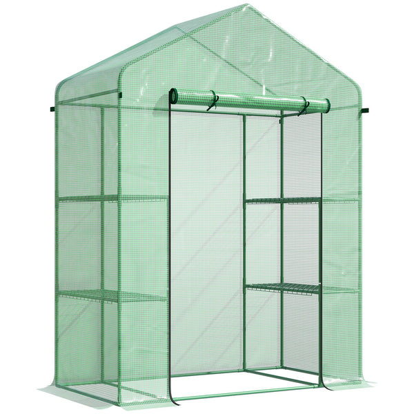 Miniature 3-tier greenhouse with 4 shelves