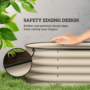 Jardinière surélevée en acier galvanisé avec bordure de sécurité, blanc crème