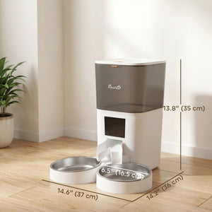 Automatic kibble dispenser with control app and 10-second voice recorder