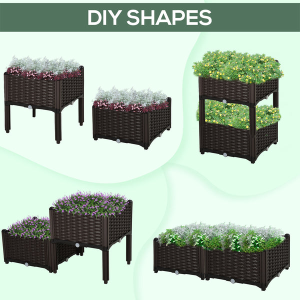 Lot de 2 bacs de jardin surélevés en PP pour fleurs, légumes et herbes aromatiques