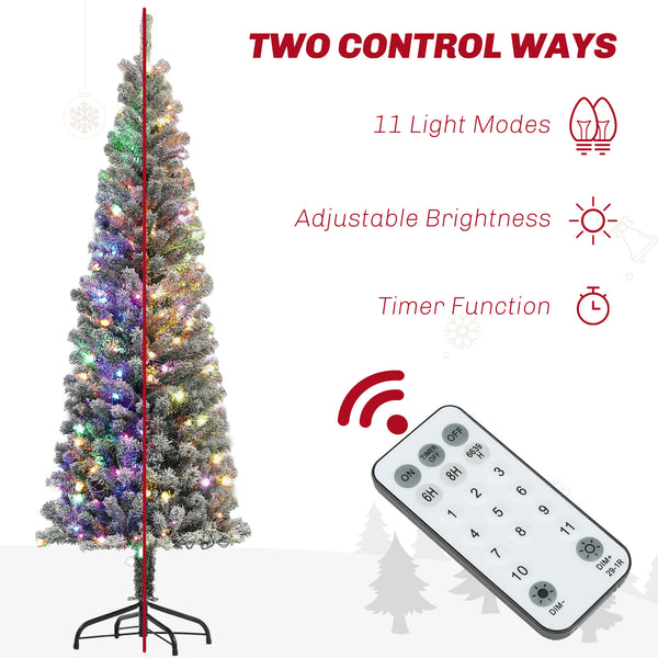 Sapin de Noël artificiel pré-éclairé givré de 6 pieds avec télécommande