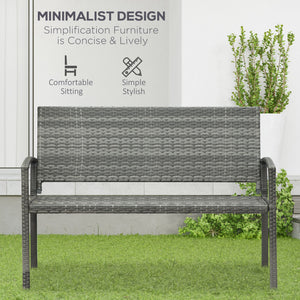 Banc de jardin deux places en rotin tressé, gris