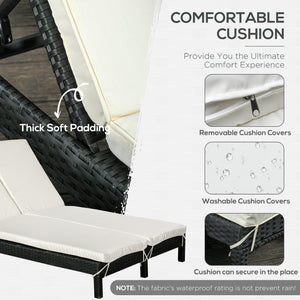 Chaise longue double en osier inclinable, blanc crème