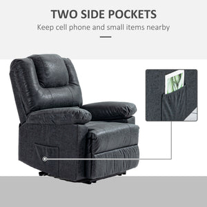 Fauteuil inclinable manuel en similicuir, noir