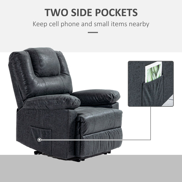 Fauteuil inclinable manuel en similicuir, noir