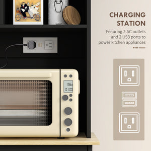 Meuble de cuisine avec station de charge et 2 placards basculant, noir