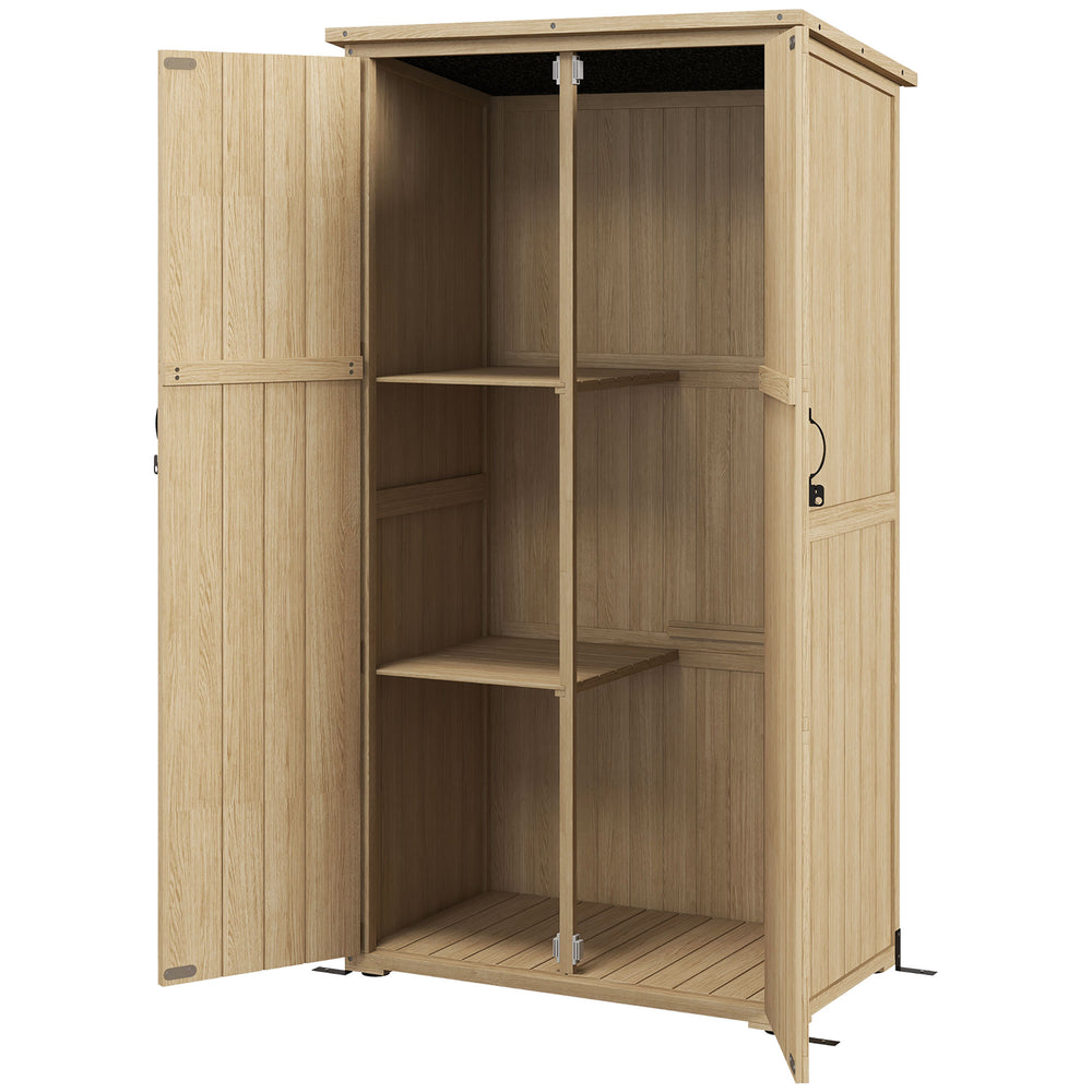 Abri de jardin en bois avec toit en asphalte étanche et portes verrouillables, couleur naturelle