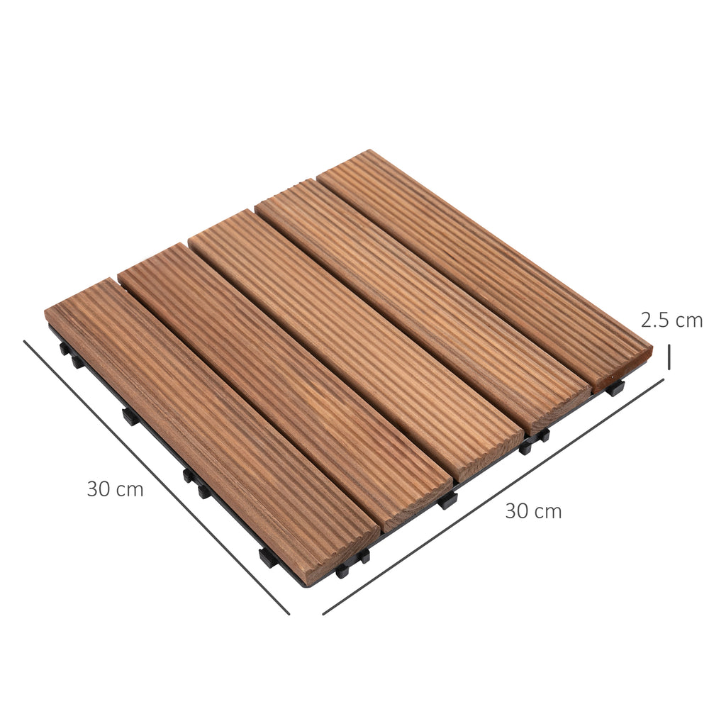 Lot de 27 dalles de terrasse emboîtables en bois, marron