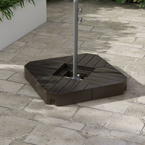 Base de parasol déportée avec poids pour parasol d'extérieur, capacité de 60 kg (eau) ou 79 kg (sable), marron