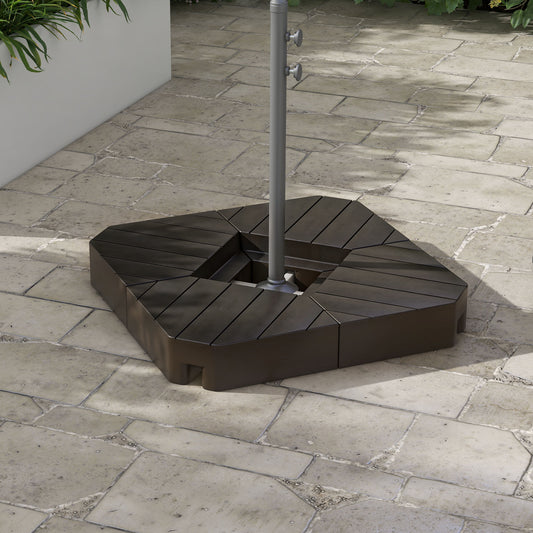 Base de parasol déportée avec poids pour parasol d'extérieur, capacité de 60 kg (eau) ou 79 kg (sable), marron