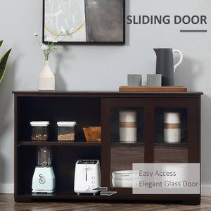Buffet de cuisine moderne avec rangement empilable, porte coulissante en verre, café