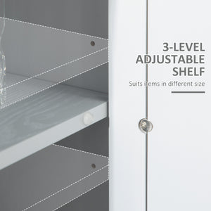 Buffet de cuisine avec 3 portes miroir, 2 placards et une étagère réglable, gris