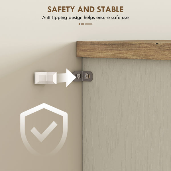 Armoire de cuisine de style ferme avec 2 portes, un tiroir et des étagères réglables, blanc crème