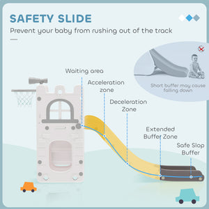 Toboggan 5 en 1 avec panier de basket, structure d'escalade, télescope et panier de rangement
