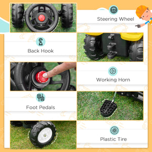 Pedal Tractor for 3 Year Olds, Yellow