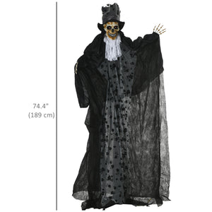 Faucheur marié animé d’Halloween de 74 po avec yeux DEL, sons et mouvements – Noir