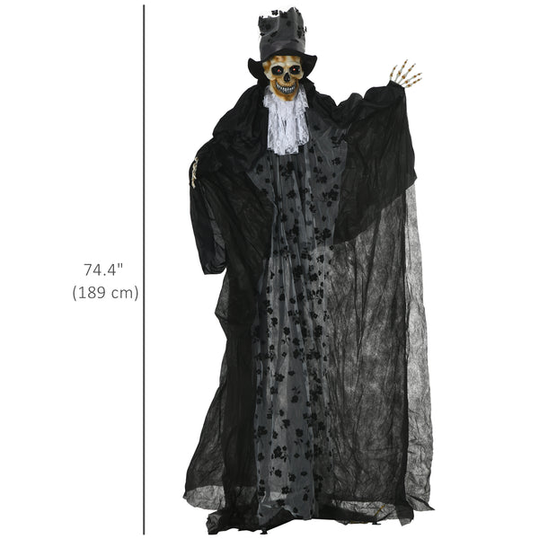 Faucheur marié animé d’Halloween de 74 po avec yeux DEL, sons et mouvements – Noir
