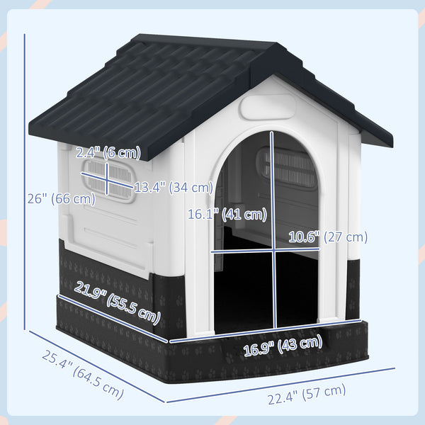 Outdoor kennel with windows and elevated base