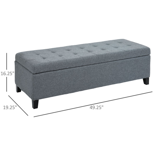 Banc d'entrée rectangulaire capitonné en lin, gris