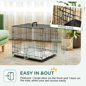 Cage avec 2 portes et coussin moelleux, noire