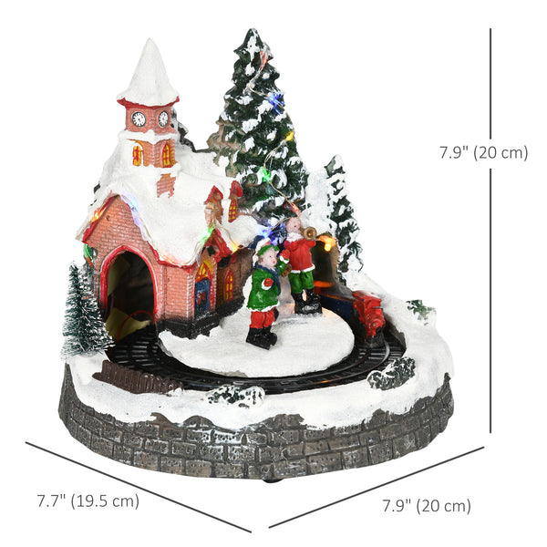 Maisons de Noël avec train rotatif multicolore