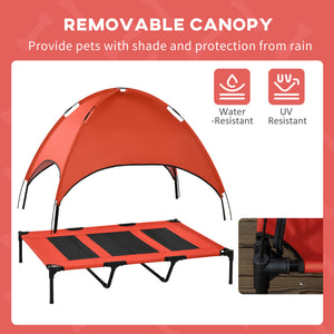 Lit surélevé pour chien avec tente, rouge