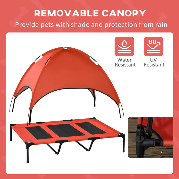 Lit surélevé pour chien avec tente, rouge