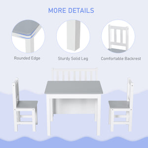 Set of 4 wooden children's chairs and benches with storage for toddlers