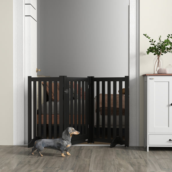 Barrière pour chien pliable à 3 panneaux avec pieds, noire